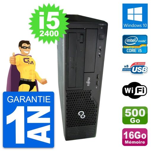 PC de escritorio Fujitsu Esprimo E500 DT - Procesador Intel i5-2400, 16GB RAM, disco duro de 500GB, Windows 10, WiFi
