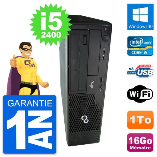 PC de escritorio Fujitsu Esprimo E500 DT - Intel i5, 16GB RAM, 1TB HDD, Windows 10, Wifi
