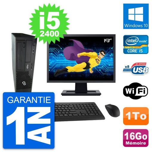 Fujitsu E500 DT 19-inch PC - Intel i5, 16GB RAM, 1TB HDD, Windows 10, WiFi