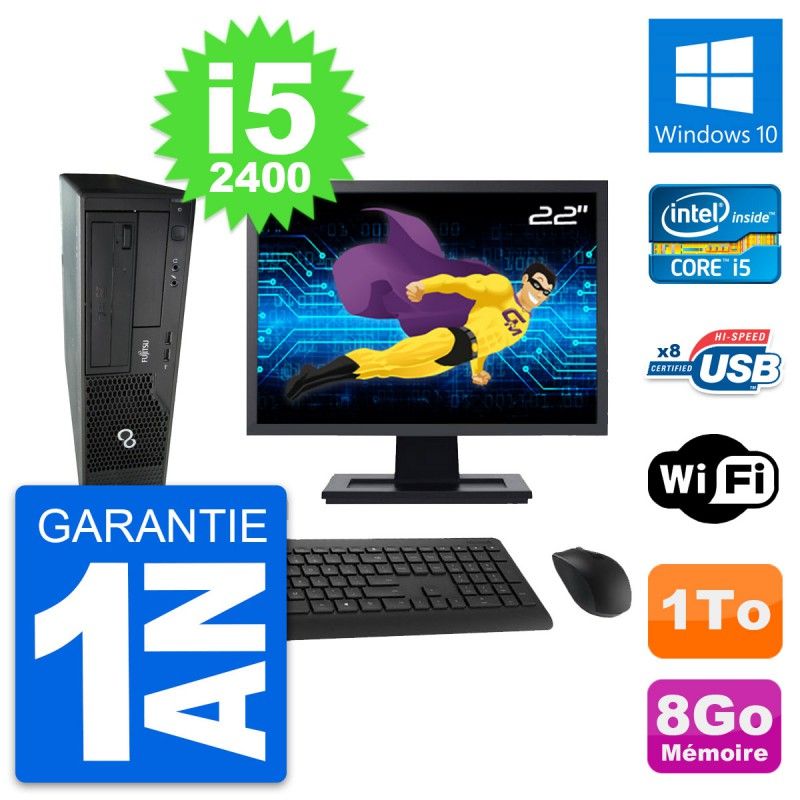 Fujitsu E500 DT 22-inch PC - Intel i5, 8GB RAM, 1TB HDD, Windows 10, WiFi