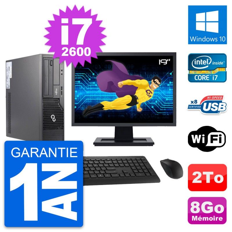 Fujitsu E500 DT 19-Inch PC - Intel i7, 8GB RAM, 2TB Hard Drive, Windows 10, WiFi