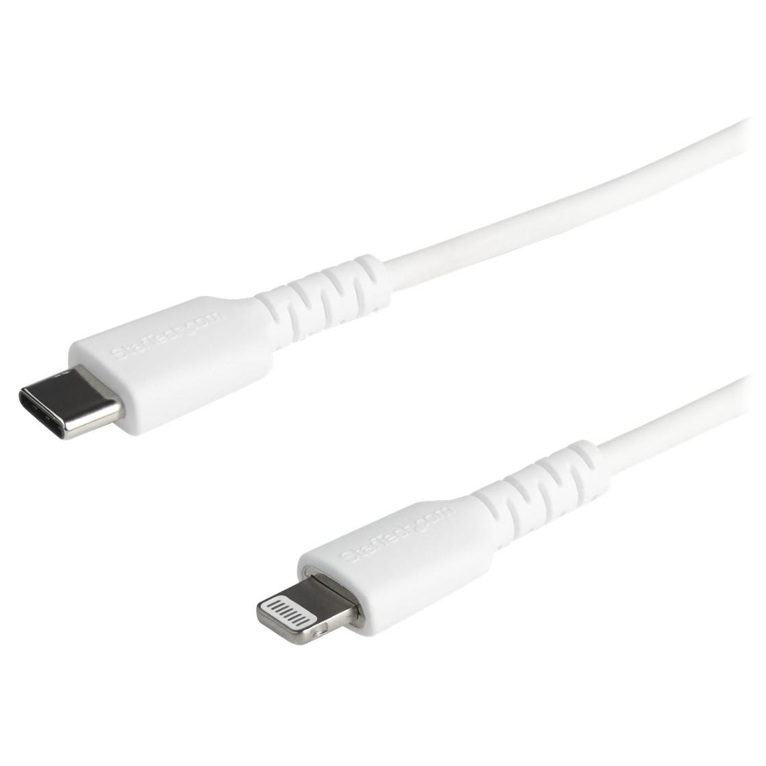 StarTech.com Robust USB-C to Lightning Cable 1m - USB Type C to Lightning Aramide Fiber Cable - Apple MFi Certified for iPad/iPhone 12 (RUSBCLTMM1MW)