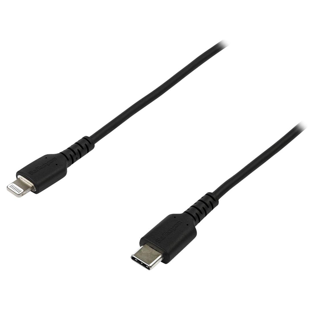 StarTech USB-C to Lightning Cable, 2m, Black, Robust - Apple MFi Certified Lightning to USB Type C Fiber Aramid Cable for iPad/iPhone 12