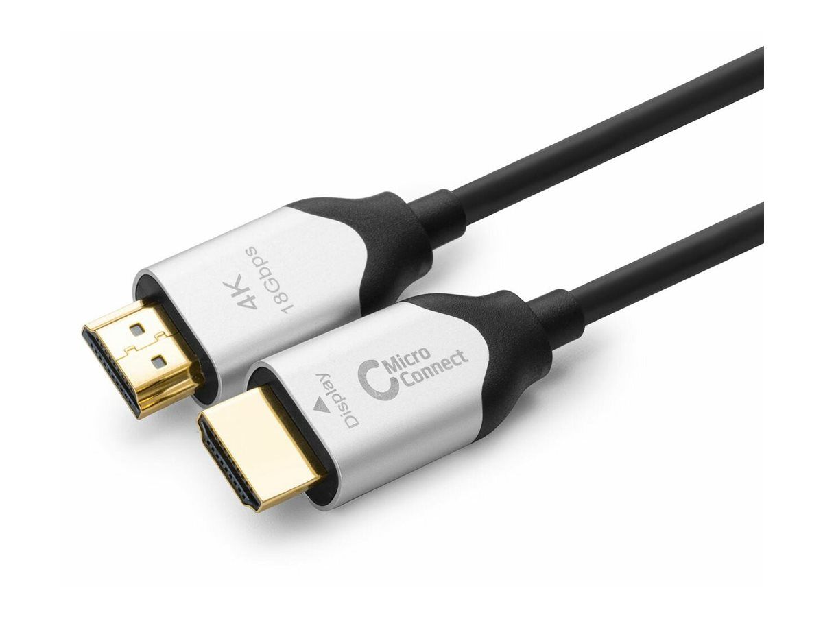 MicroConnect Premium HDMI Cable with Ethernet - 20ft - Hybrid Copper/Optical Fiber - Black