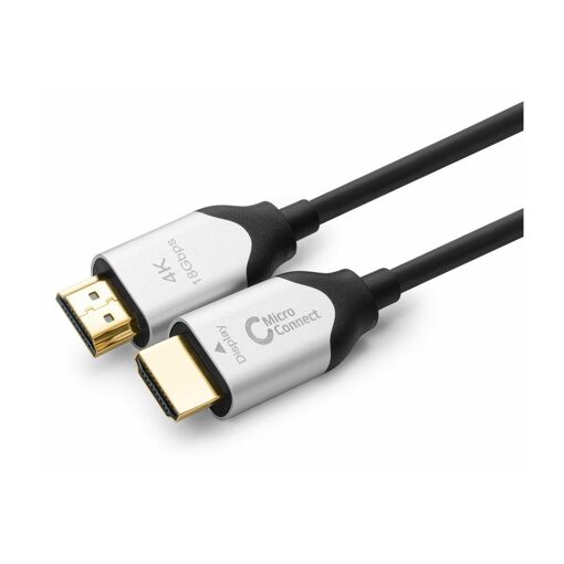 Cable HDMI Premium MicroConnect con Ethernet - 20 pies - Fibra óptica híbrida/cobre - Negro