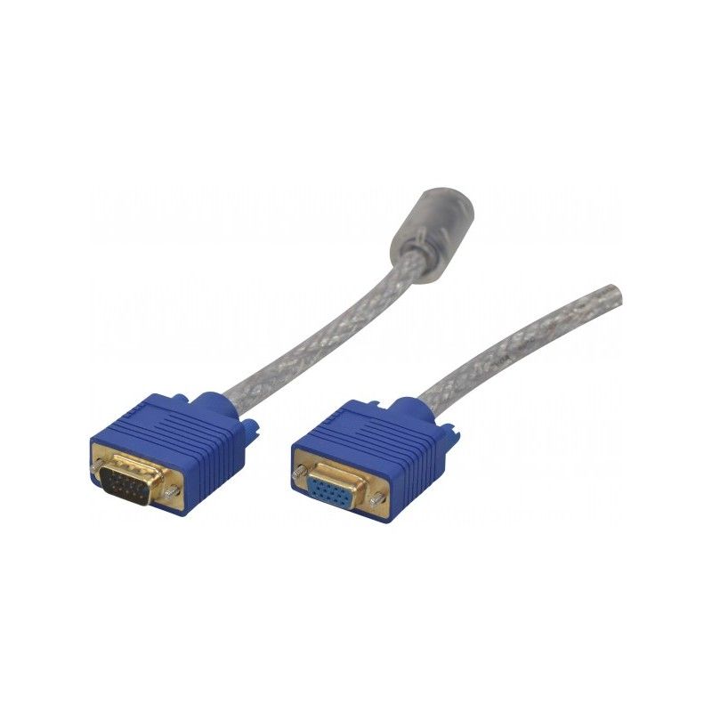 SVGA Transparent HD15 Male-Female Cable - 5M
