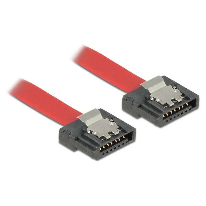 Delock FLEXI SATA Cable - 10cm, Locking, Red