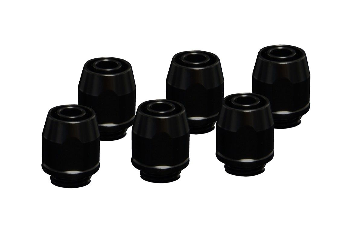 Alphacool Metal Straight Fitting - Black - 6er Kit