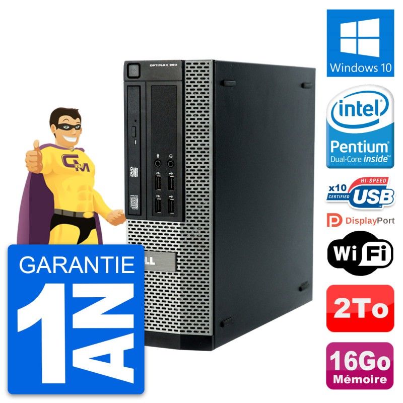 Dell OptiPlex 990 SFF Desktop PC - Intel Pentium G840, 16GB RAM, 2TB HDD, Windows 10, WiFi