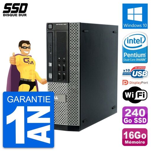 Dell OptiPlex 990 SFF PC - Intel Pentium G840, 16GB RAM, 240GB SSD, Windows 10, WiFi