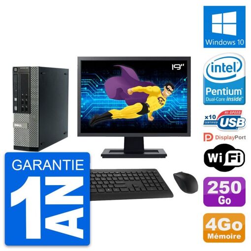 Dell Optiplex 990 SFF PC - 19" Screen, Intel G840, 4GB RAM, 250GB HDD, Windows 10, WiFi