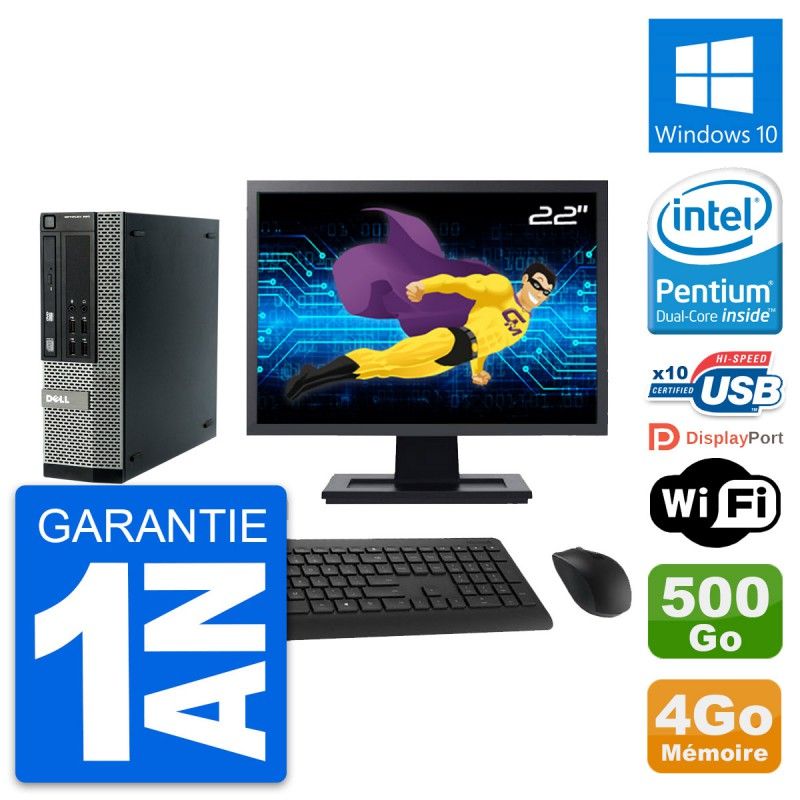 Dell Optiplex 990 SFF Computer - 22" Screen, Intel G840, 4GB RAM, 500GB HDD, Windows 10, Wifi