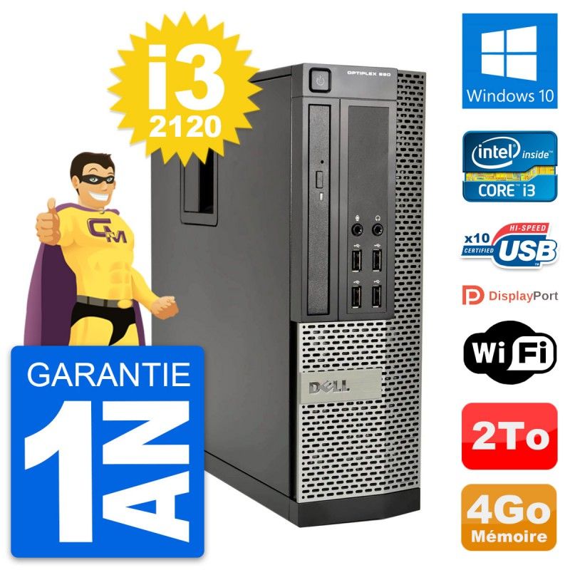 Dell OptiPlex 990 SFF Desktop PC - Intel i3-2120, 4GB RAM, 2TB HDD, Windows 10, WiFi
