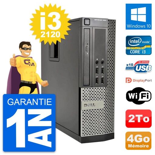 Dell OptiPlex 990 SFF Desktop PC - Intel i3-2120, 4GB RAM, 2TB HDD, Windows 10, WiFi
