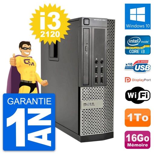 Dell OptiPlex 990 SFF Desktop PC - Intel i3-2120, 16GB RAM, 1TB HDD, Windows 10, WiFi