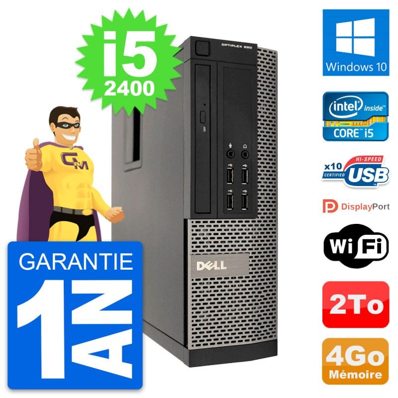 Dell OptiPlex 990 SFF PC - Intel i5-2400, 4GB RAM, 2TB HDD, Windows 10, WiFi