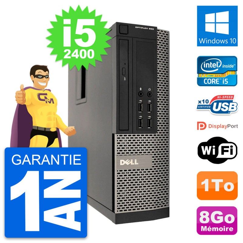 Dell OptiPlex 990 SFF Desktop PC - Intel i5-2400, 8GB RAM, 1TB HDD, Windows 10, WiFi