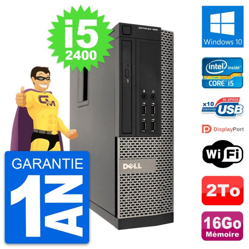 Dell OptiPlex 990 SFF PC - Intel i5-2400, 16GB RAM, 2TB HDD, Windows 10, WiFi