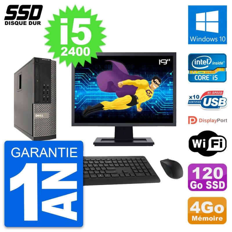 Dell OptiPlex 990 SFF Computer - 19" Screen, i5-2400, 4GB RAM, 120GB SSD, Windows 10, Wifi