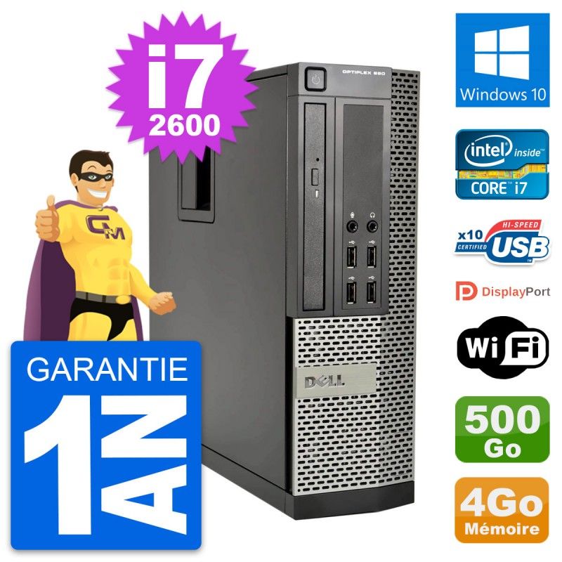 Dell OptiPlex 990 SFF Desktop PC - Intel i7-2600, 4GB RAM, 500GB HDD, Windows 10, WiFi