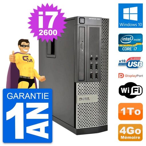 Dell OptiPlex 990 SFF Desktop PC - Intel i7-2600, 4GB RAM, 1TB HDD, Windows 10, WiFi