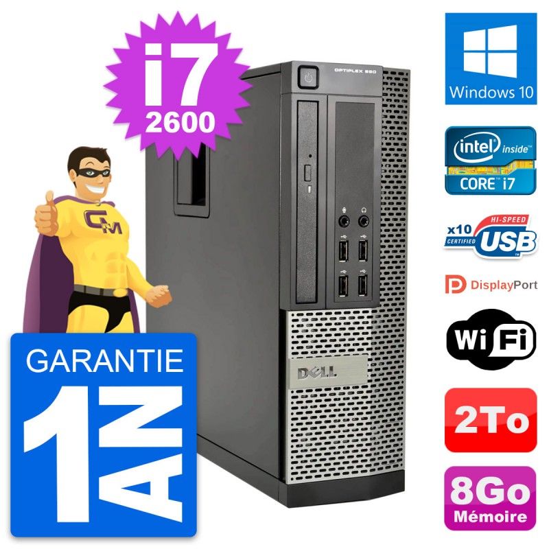 Dell OptiPlex 990 SFF Desktop PC - Intel i7-2600, 8GB RAM, 2TB HDD, Windows 10, WiFi