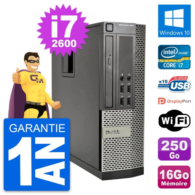 Dell OptiPlex 990 SFF PC - Intel i7, 16GB RAM, 250GB HDD, Windows 10, WiFi