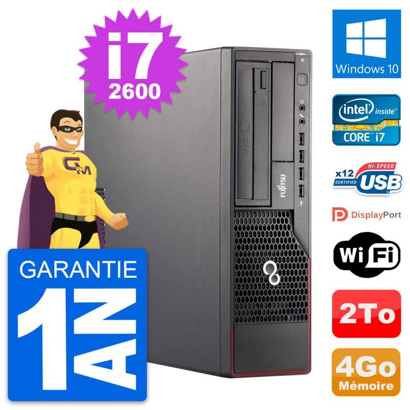 Fujitsu Esprimo E700 DT Desktop Computer - Intel i7-2600, 4GB RAM, 2TB HDD, Windows 10, WiFi
