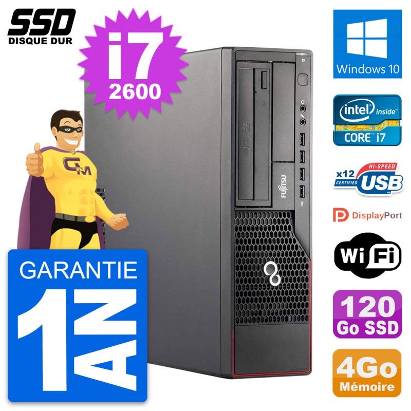 Fujitsu Esprimo E700 E90+ DT Desktop Computer - Intel i7-2600, 4GB RAM, 120GB SSD, Windows 10, WiFi