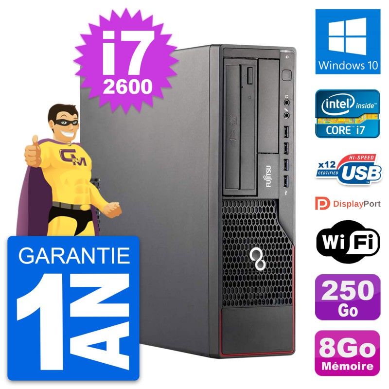 Fujitsu Esprimo E700 DT Desktop Computer - Intel i7-2600, 8GB RAM, 250GB HDD, Windows 10, WiFi