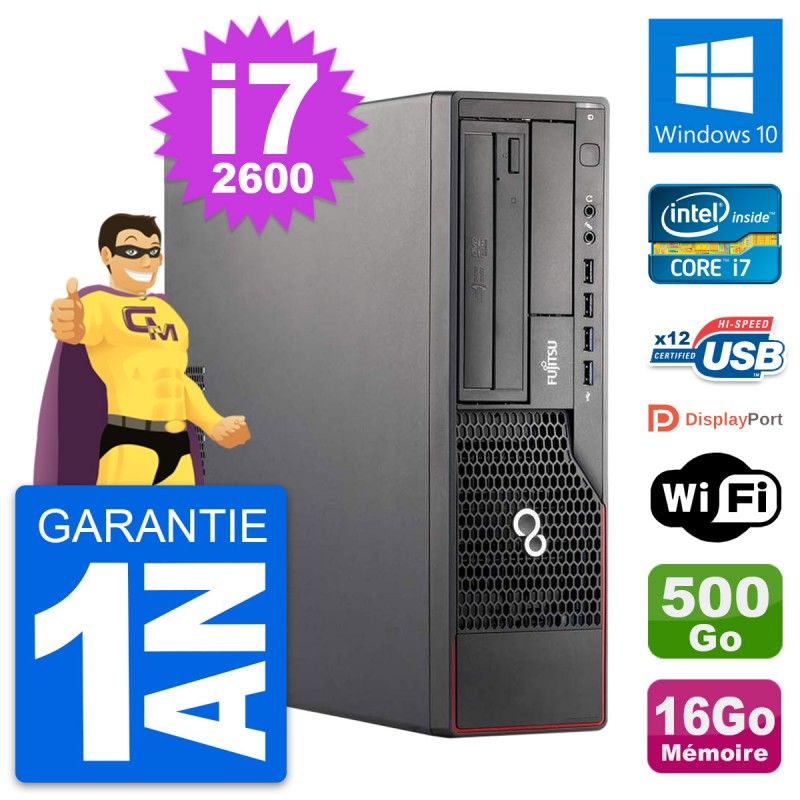 Fujitsu Esprimo E700 DT Desktop Computer - Intel i7-2600, 16GB RAM, 500GB HDD, Windows 10, WiFi