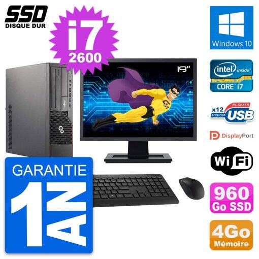 Fujitsu E700 E90+ DT 19-Inch Core i7-2600 Laptop - 4GB RAM, 960GB SSD, Windows 10, WiFi