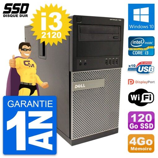 Dell OptiPlex 790 MT Desktop PC - Intel i3-2120, 4GB RAM, 120GB SSD, Windows 10, WiFi