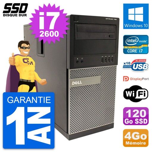 Dell OptiPlex 790 MT Desktop PC - Intel i7, 4GB RAM, 120GB SSD, Windows 10, WiFi