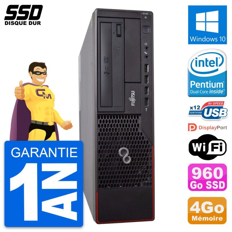 Fujitsu Esprimo E700 E90+ DT Desktop PC - Intel G630, 4GB RAM, 960GB SSD, Windows 10, WiFi