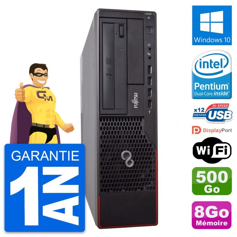 Ordinateur de bureau Fujitsu Esprimo E700 DT - Processeur Intel G630, 8 Go de RAM, disque dur de 500 Go, Windows 10, WiFi