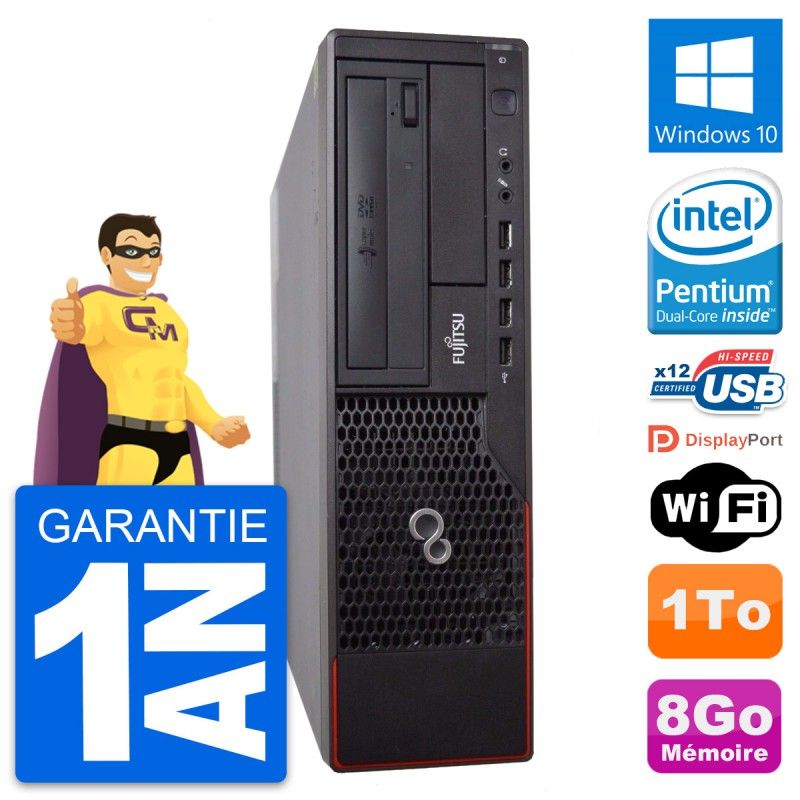 Ordinateur de bureau Fujitsu Esprimo E700 DT - Processeur Intel G630, 8 Go de RAM, 1 To de disque dur, Windows 10, Wi-Fi