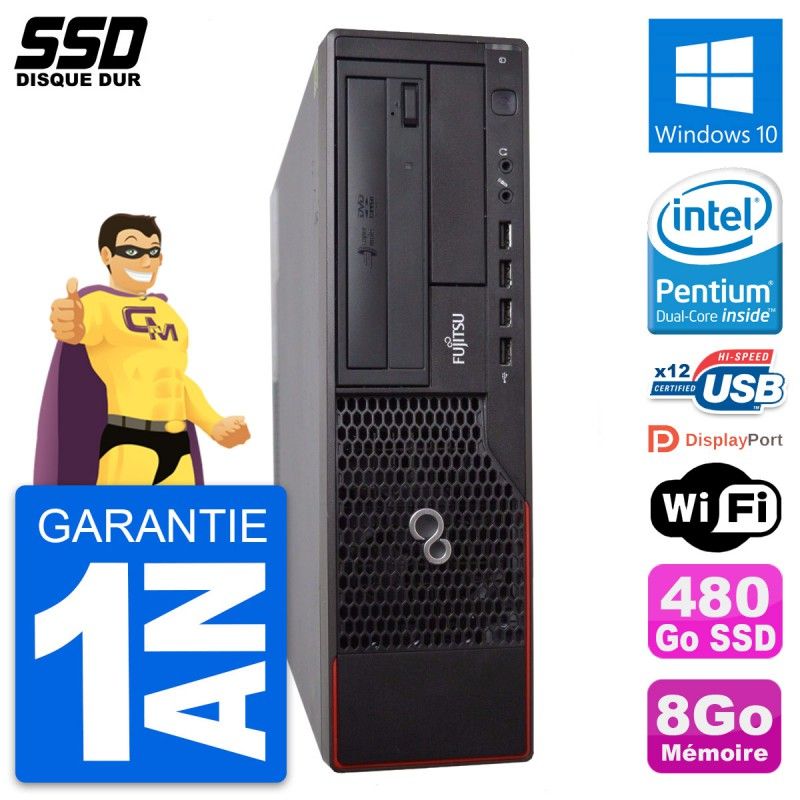 Fujitsu Esprimo E700 E90+ DT Desktop PC - Intel Core i3-2100, 8GB RAM, 480GB SSD, Windows 10