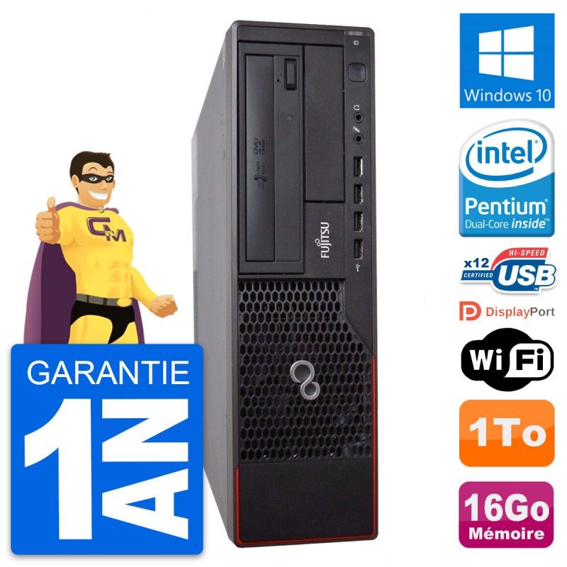 Computadora de escritorio Fujitsu Esprimo E700 DT - Procesador Intel G630, 16 GB de RAM, 1 TB HDD, Windows 10, WiFi