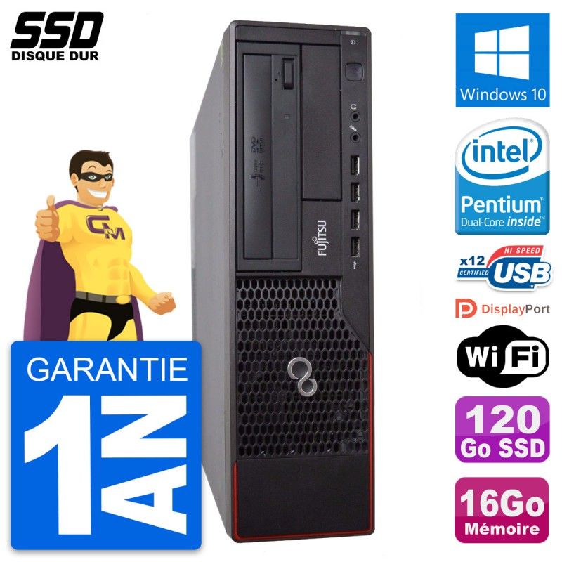 Fujitsu Esprimo E700 E90+ DT Desktop PC - Intel Pentium G630, 16GB RAM, 120GB SSD, Windows 10, WiFi
