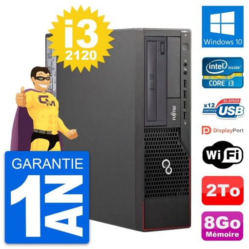 Fujitsu Esprimo E700 DT Desktop PC - Intel i3-2120, 8GB RAM, 2TB HDD, Windows 10, WiFi