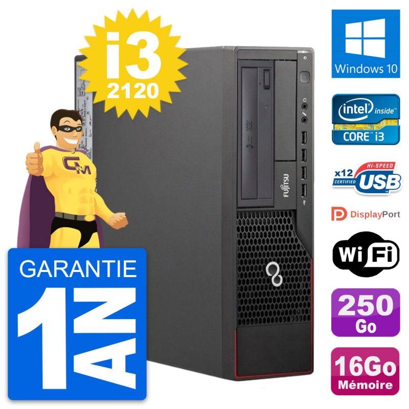Fujitsu Esprimo E700 DT Desktop Computer - Intel i3-2120, 16GB RAM, 250GB HDD, Windows 10, WiFi