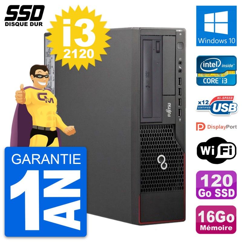 Fujitsu Esprimo E700 E90+ DT Desktop - Intel i3-2120, 16GB RAM, 120GB SSD, Windows 10, WiFi