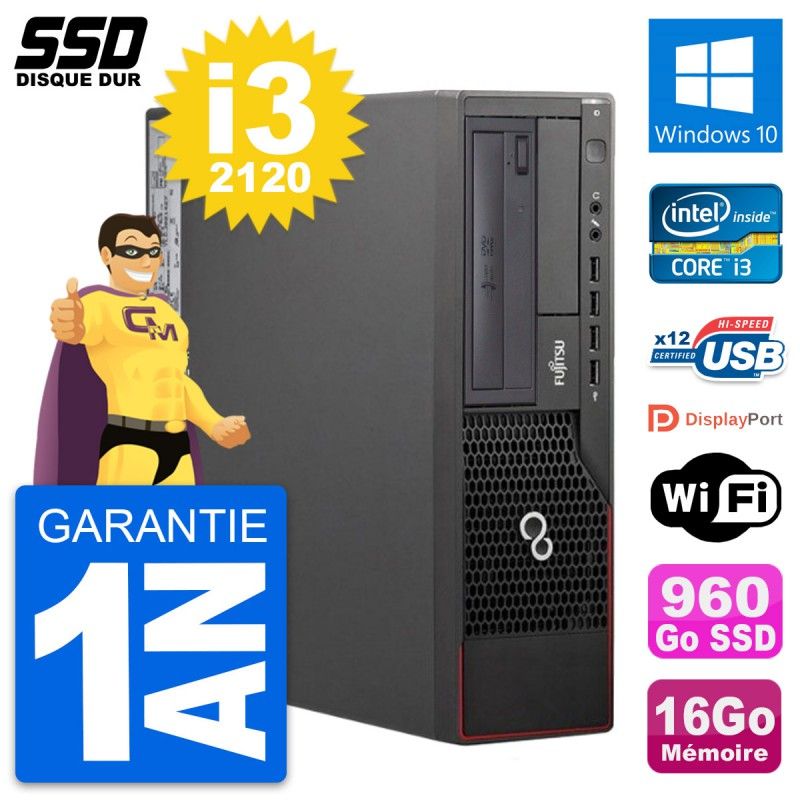 Fujitsu Esprimo E700 E90+ DT Desktop PC - Intel i3-2120, 16GB RAM, 960GB SSD, Windows 10, WiFi