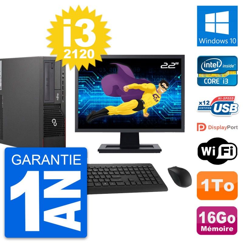 Fujitsu E700 DT 22-inch PC - Intel i3, 16GB RAM, 1TB HDD, Windows 10, WiFi