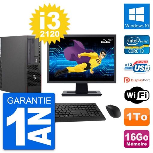 Fujitsu E700 DT 22-inch PC - Intel i3, 16GB RAM, 1TB HDD, Windows 10, WiFi