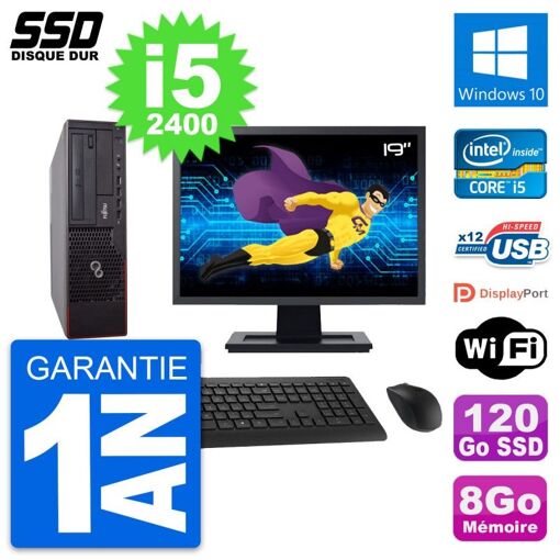 Fujitsu E700 E90+ DT 19-Inch Core i5-2400 Laptop with 8GB RAM, 120GB SSD, Windows 10, Wifi