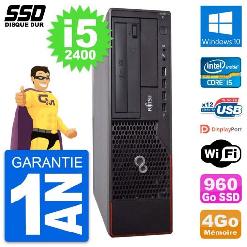 Fujitsu Esprimo E700 E90+ DT Desktop PC - Intel i5-2400, 4GB RAM, 960GB SSD, Windows 10
