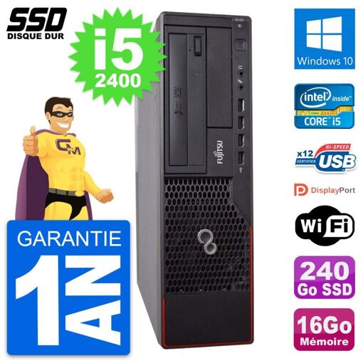 Fujitsu Esprimo E700 E90+ DT Desktop PC - Intel i5-2400, 16GB RAM, 240GB SSD, Windows 10, WiFi