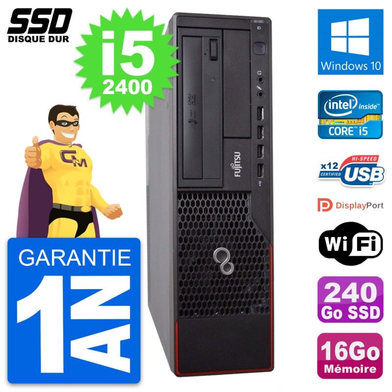 Fujitsu Esprimo E700 E90+ DT Desktop PC - Intel i5-2400, 16GB RAM, 240GB SSD, Windows 10, WiFi